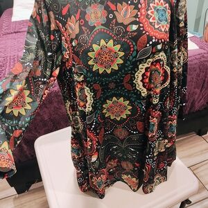 Boho Black Floral Medallion Mini Dress